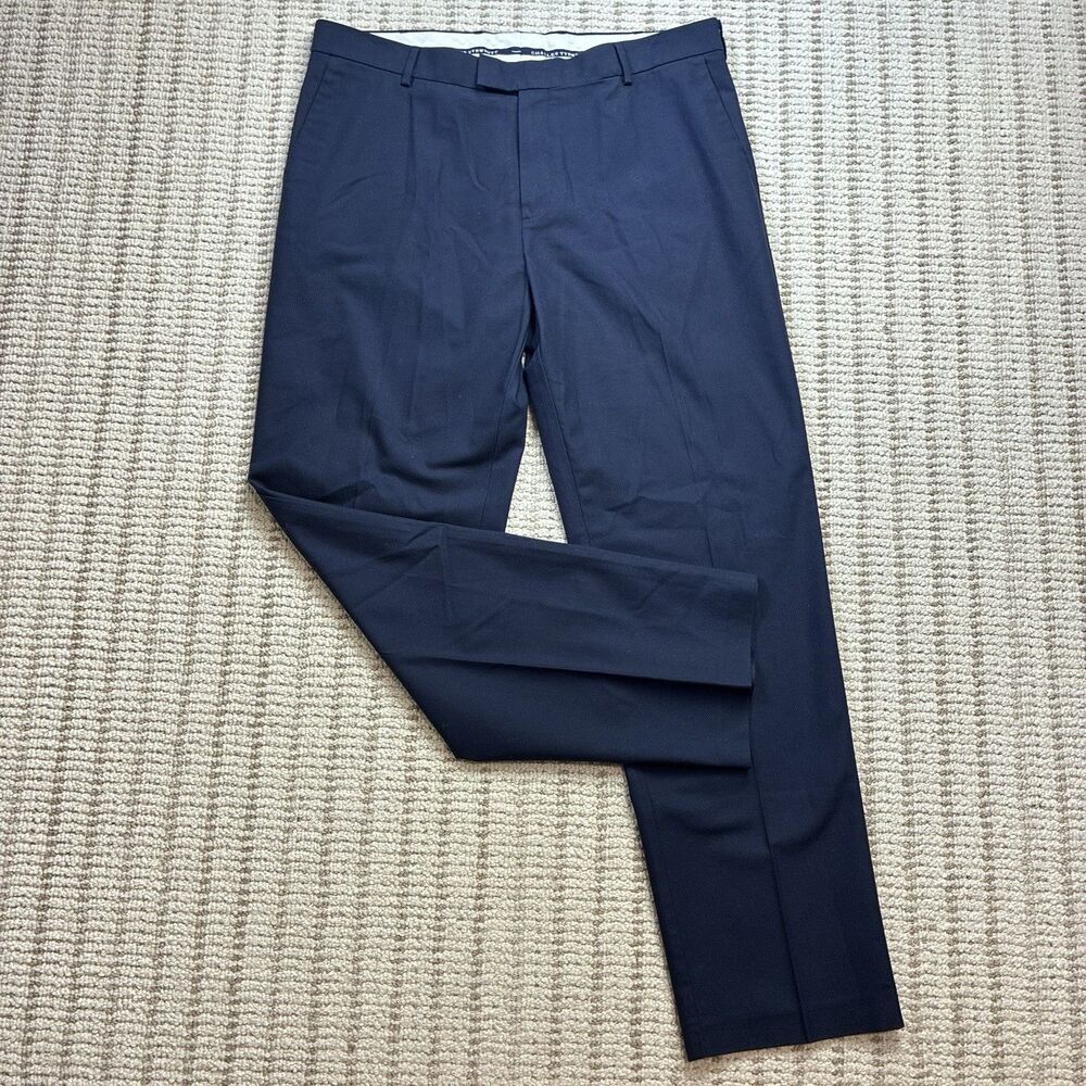 Charles Tyrwhitt Classic Fit Pants Mens 38x32 Navy Blue Chino Flat Front Suit